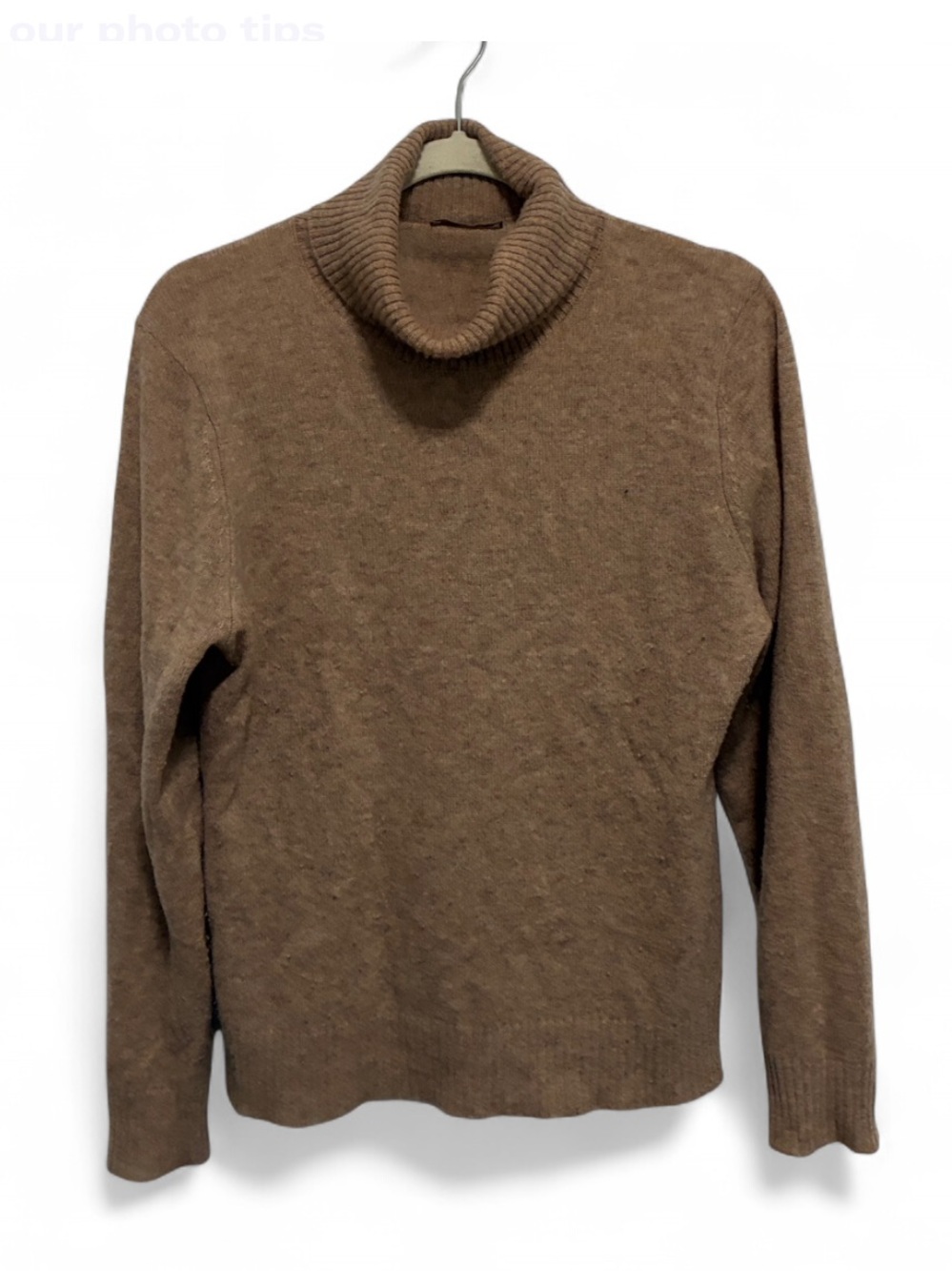 Cashmere Addiction 100% Cashmere Tan Turtleneck Pullover Sweater